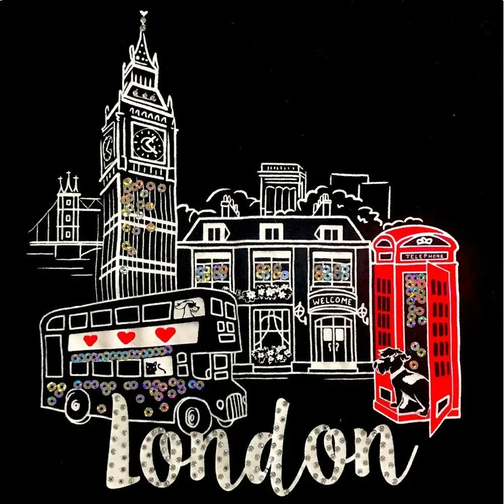 Justice Short Sleeve Tee London Sequin Details